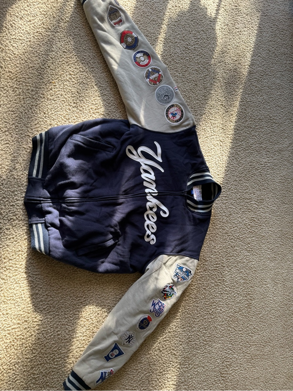Genuine Merchandise Navy and Cream Yankees Kids Patch Sleeve Jacket